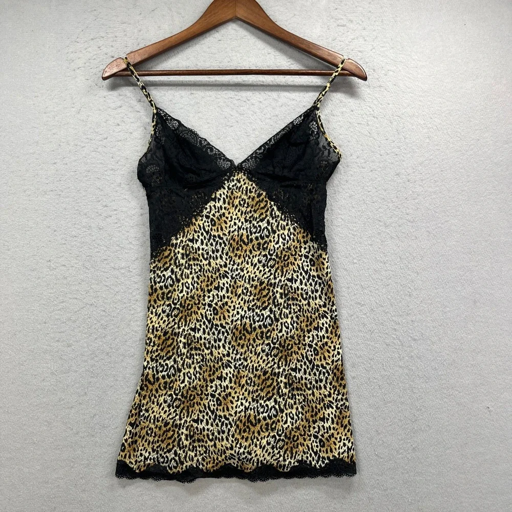 Victoria Secret Slip Dress Womens Small Leopard Lace Chemise Nightie Lingerie